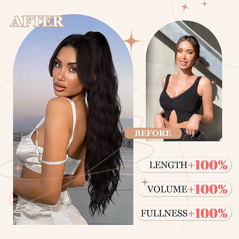 ISIGROSI Clip-on-Pferdeschwanz Haarverlängerung, gewellt, 61 cm, Damen - Bild 5