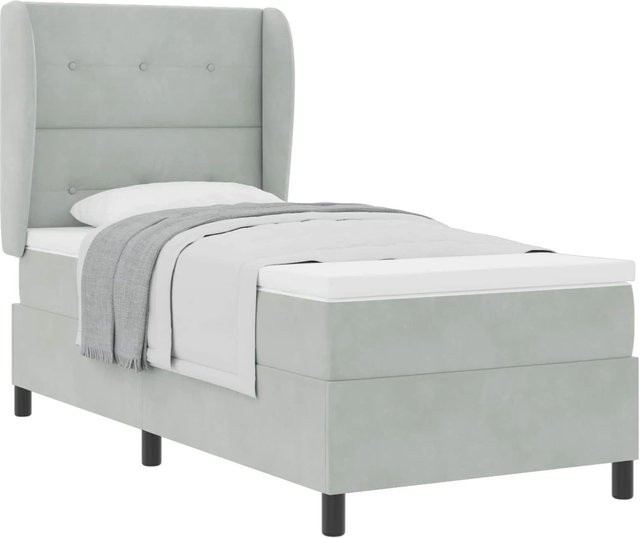vidaXL Boxspringbett mit Matratze und Taschenfederkern in Hellgrau, B/T/H: 80 x 200 x 140 cm - Bild 1