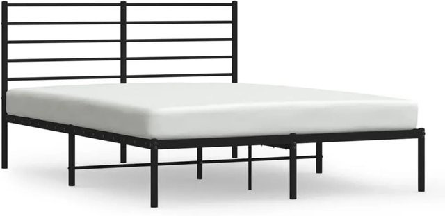 vidaXL Bettgestell aus Metall mit Kopfteil in Schwarz, B/T/H: 150 x 200 x 90 cm - Bild 1