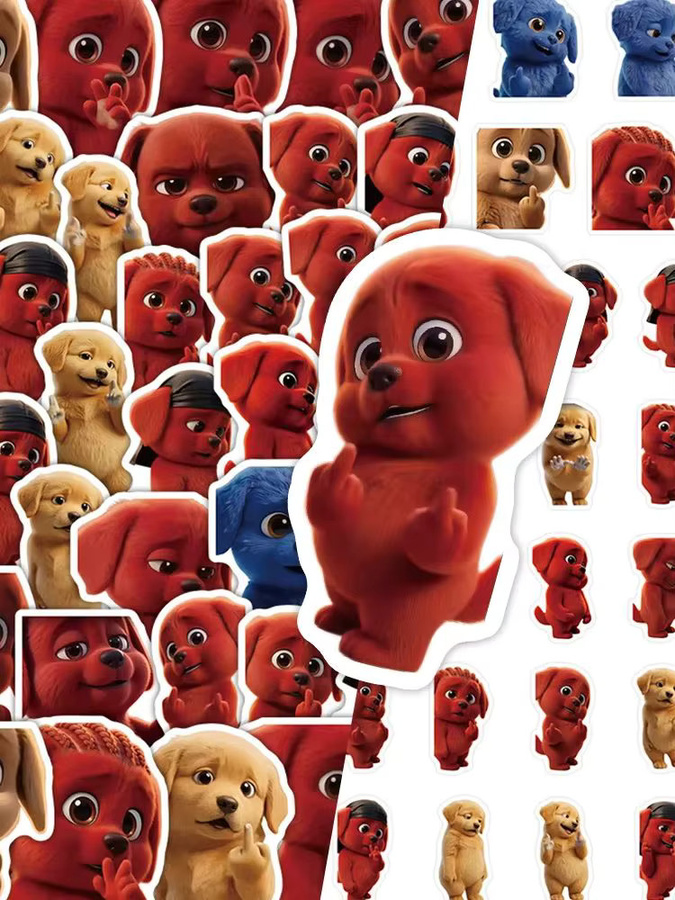 60 Stück Clifford der große rote Hund Aufkleber in Rot und Multicolour für Laptop, Scrapbook, Gepäck und DIY-Projekte - Bild 6