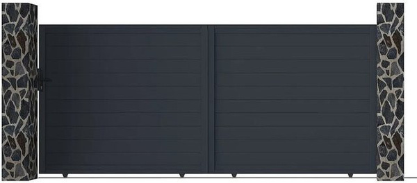 Vente-unique Schiebetor Nazario aus Aluminium in Anthrazitgrau, Breite: 348 cm