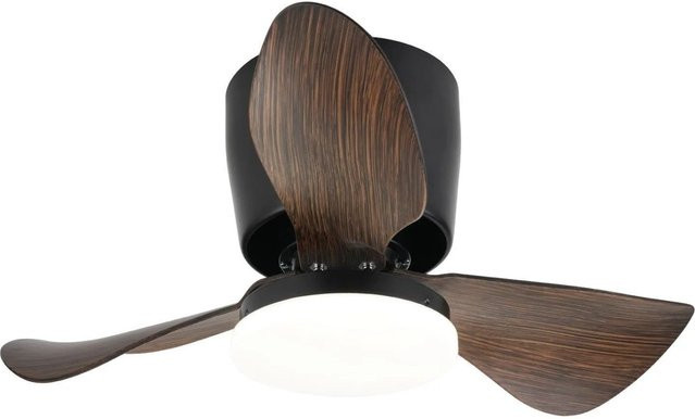NETTLIFE Deckenventilator aus Kunststoff mit LED-Beleuchtung, Fernbedienung und Timer in Schwarz - Bild 1
