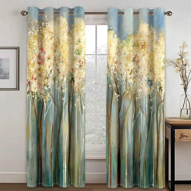 A Family Of Home Textiles Blackout Vorhang mit modernem Graffiti-Design in Schwarz und Multicolour, Breite: 100 cm, Höhe: 240 cm, 2er-Set - Bild 1