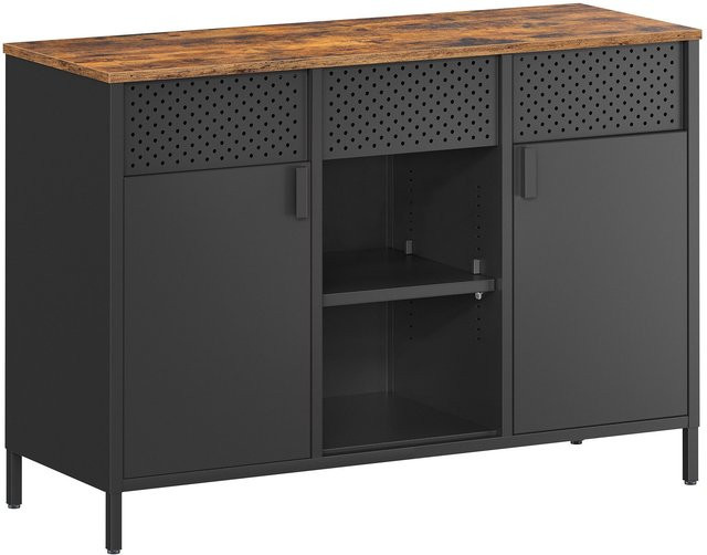 Songmics Kleiderschrank aus Metall mit Doppeltüren in Schwarz im Industrial Design - Bild 1