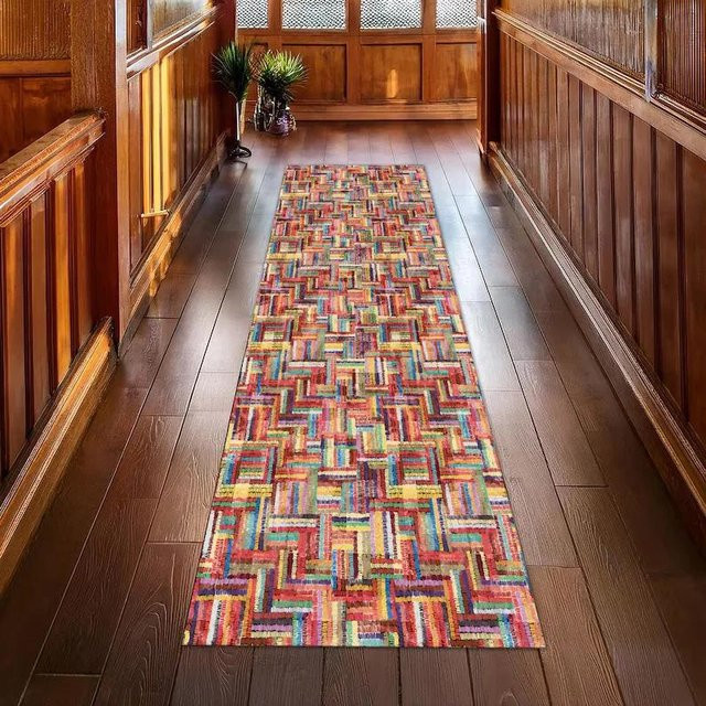 Lodestar Südwest-Boho-Läuferteppich in Rot und Multicolour, geometrisches Design, rutschfest und waschbar, B/T/H: 50 x 150 cm - Bild 1
