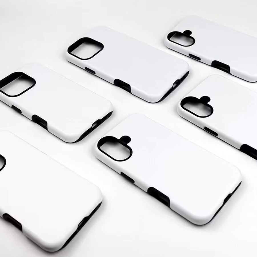 FONLYU 2-in-1 Sublimations-Doppelschicht-Handyhülle für iPhone 11 bis 17 Pro, weiße 3D-Film-Hülle zum Selbermachen mit vollständiger Abdeckung - Bild 2