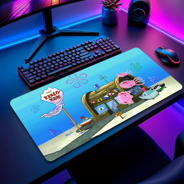 Großes SpongeBob Schwammkopf Mauspad in Multicolour, rutschfest und verdickt mit Kanten für Gaming und Büro - Bild 1