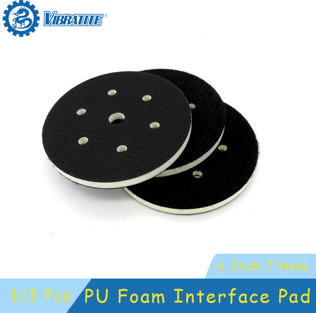 Vibratite 7-Loch-PU-Schaum-Schnittstellenpad für Klett-Schleifscheiben und Exzenterschleifer, Durchmesser: 150 mm, Schwarz - Bild 1