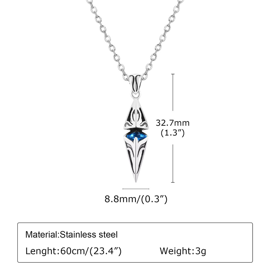 Vnox Halskette, blauer Stein, Edelstahl, geometrischer Anhänger, Herren - Bild 4