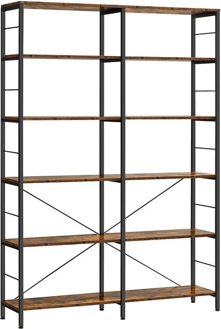 Vasagle Bücherregal mit 9 Fächern im Industriestil, Farbe Braun-Schwarz, B/T/H: 120 x 30 x 175,2 cm - Bild 1