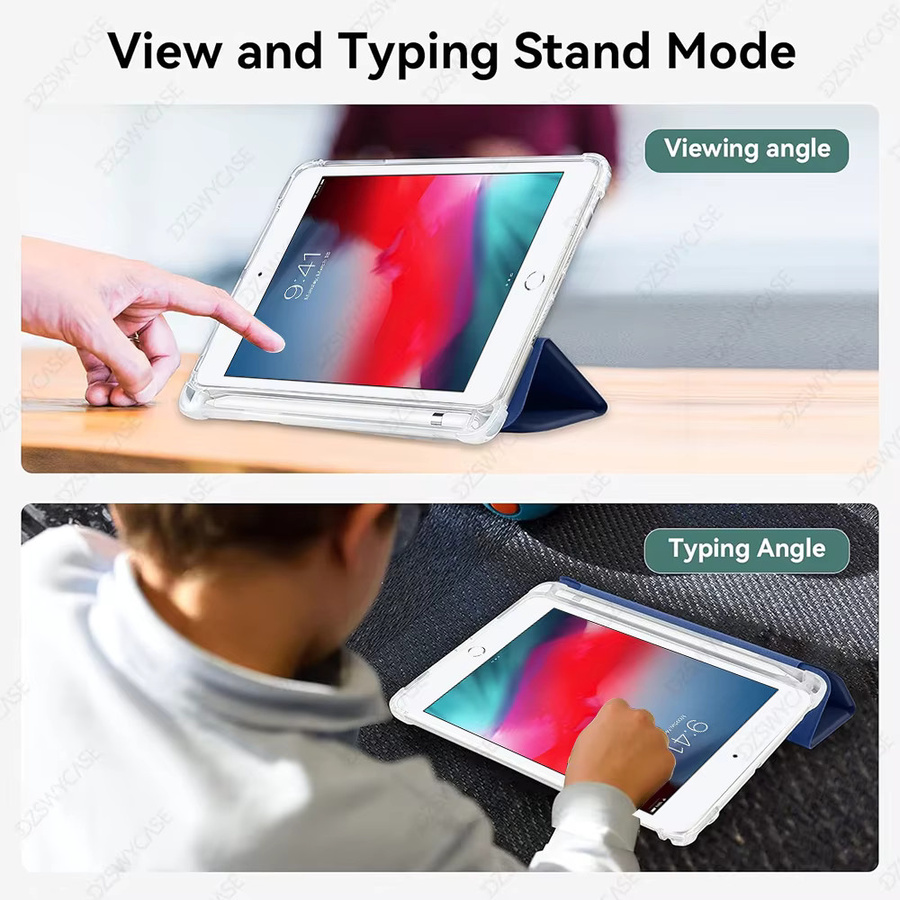 DZSWYCASE Schutzhülle für iPad Mini 5 und 4 Generation 7,9 Zoll mit Stylus-Halterung, transparent mattiertes TPU, Schwarz - Bild 4