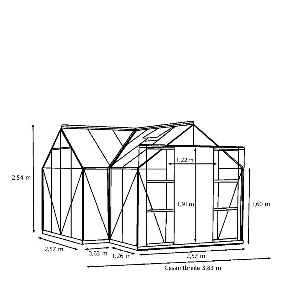 Vitavia Gewächshaus Sirona in Smaragdgrün mit 13 m² Fläche und 3 mm ESG Glas - Bild 2