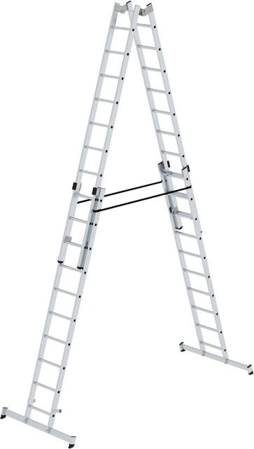 PROREGAL Sprossen-Stehleiter 4-teilig mit Traverse, Farbe: Silber, 4 x 10 Sprossen - Bild 1