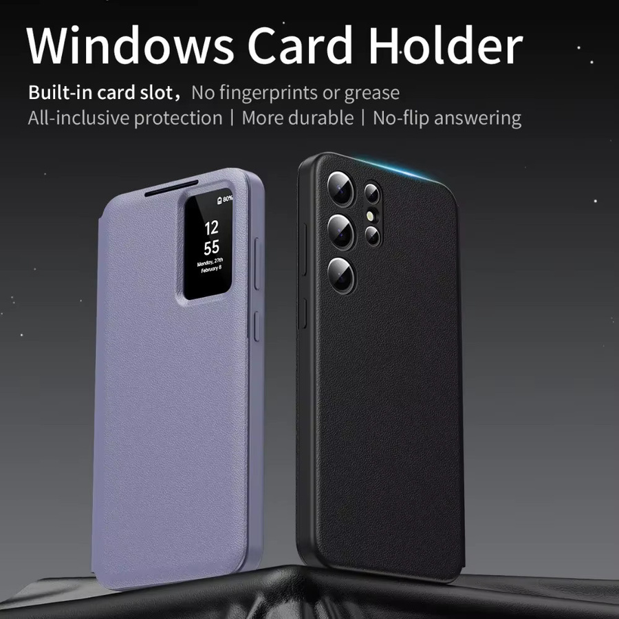 Leder Handyhülle mit Kartenfach und Sichtfenster für Samsung Galaxy S26 S25 S24 S23 S22 Ultra Plus A55 A56 A17 A26 in Schwarz oder Grün - Bild 2