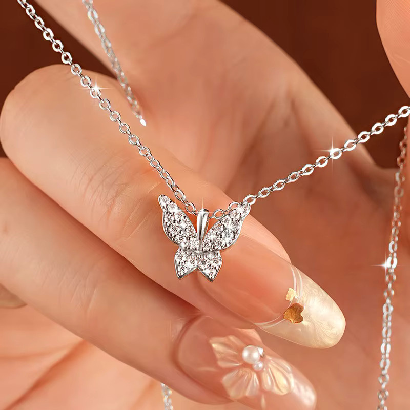 Lnngy Halskette, Schmetterlings-Anhänger, 585 Gold, Moissanit, Damen - Bild 4