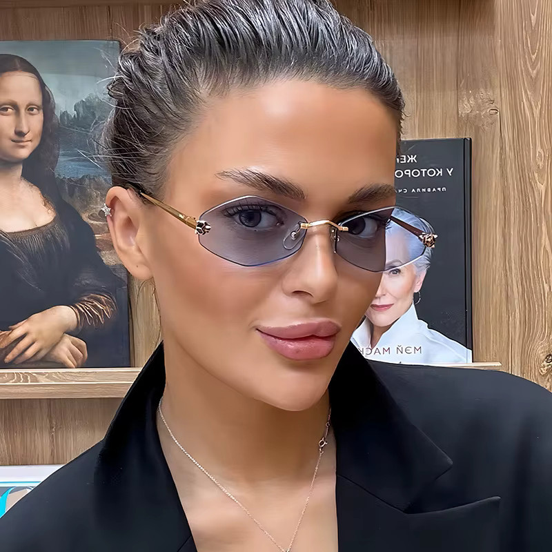 GLTRENDY Sonnenbrille, Damen, randlos, hexagonal, Metall - Bild 4