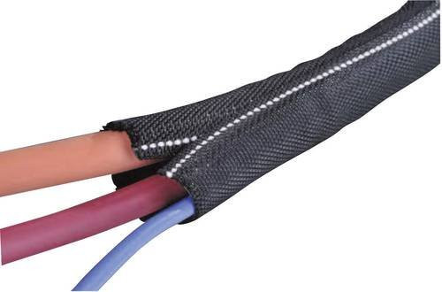 HellermannTyton Twist-In-FR 29 Geflechtschlauch aus Polyester in Schwarz und Weiß, Durchmesser 25 bis 29 mm - Bild 1