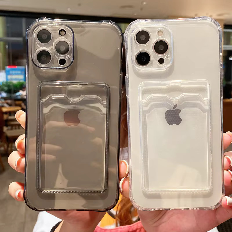 Transparente Brieftasche und Kartenhalter als weiche Hülle für dein iPhone (kompatibel mit iPhone 11 bis iPhone 17 Pro Max) in Transparent und Grau - Bild 4