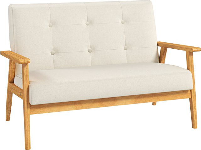 HOMCOM 3-Sitzer-Sofa im skandinavischen Design, beige, Breite: 115 cm - Bild 1