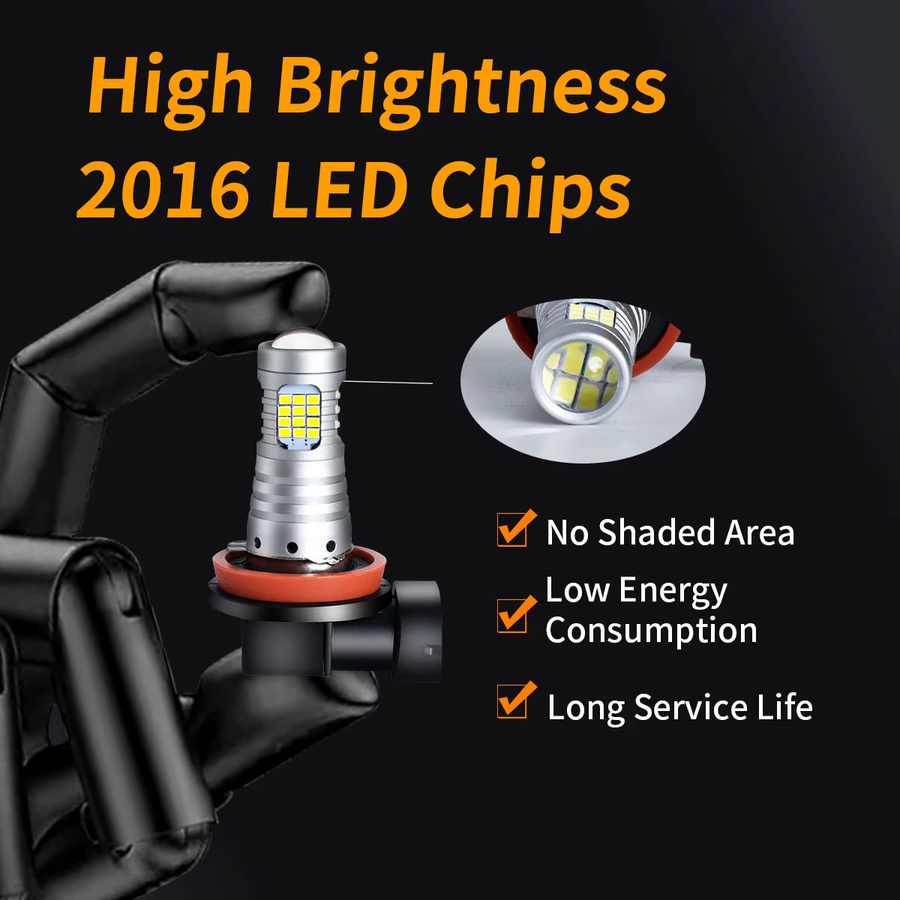 Big Power LED-Linse Nebelscheinwerferlampen mit 60 SMD LEDs, H11 H8 H9 H16EU, 6000K Weiß, 9-48V 12V/24V Plug & Play für dein Auto - Bild 3