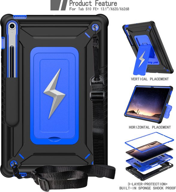 Stoßfeste Kinder Schutzhülle für Samsung Galaxy S10 FE Plus 13,1 Zoll X620 X626b in Schwarz oder Blau - Bild 1