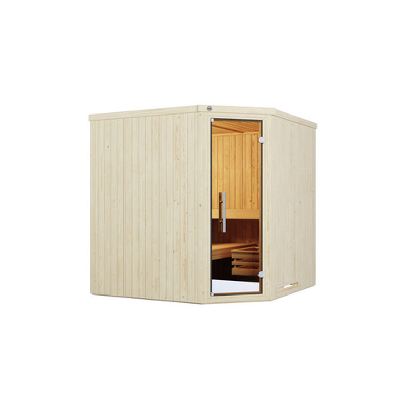 Weka Elementsauna Varberg 3 Bio-Sauna aus Fichtenholz in Braun mit 7,5 kW BioS-Ofenset, B/H/T: 194 x 199 x 194 cm - Bild 2