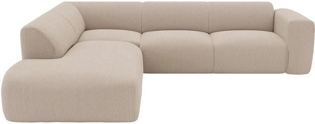 Vente-unique Sofa Pogni in Beige mit Samt-Stoff, L-Form, Breite: 269 cm - Bild 1
