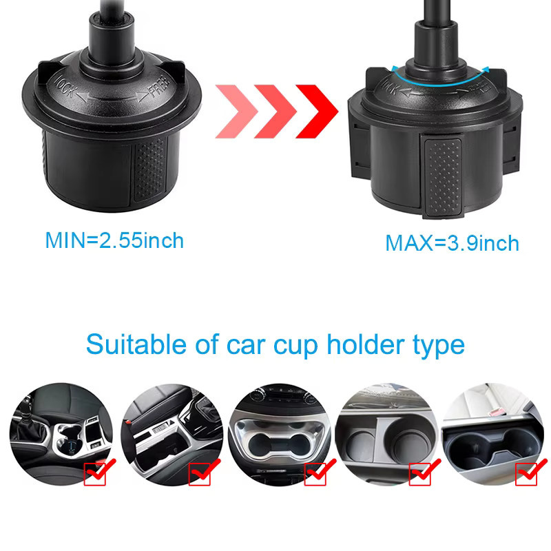 Magnetischer 2-in-1 Auto-Halter für Getränke und Smartphone mit flexiblem Schwanenhalsarm und 6 Magneten in Schwarz oder Grau - Bild 5