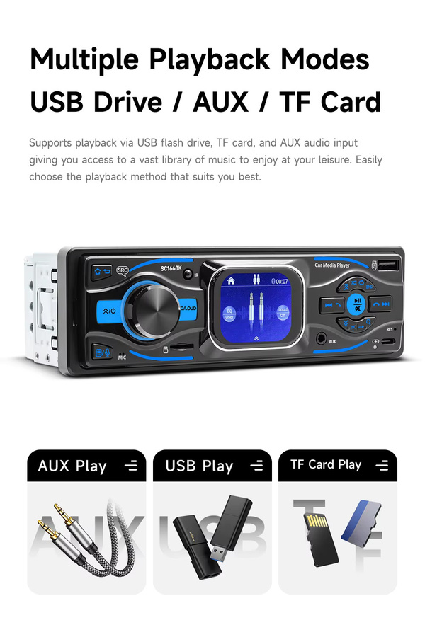 BQCC MP3 Autoradio mit Bluetooth, USB-C, FM und Sprachsteuerung, Schwarz - Bild 2