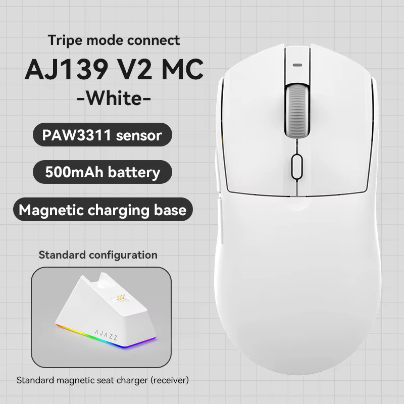 Ajazz AJ139 V2 MC / AJ139P V3 Magnetische Dock-Gaming-Maus mit Bluetooth, 2.4G und kabellosem Laden, 800mAh Akku, PAW3311 Sensor - Bild 5