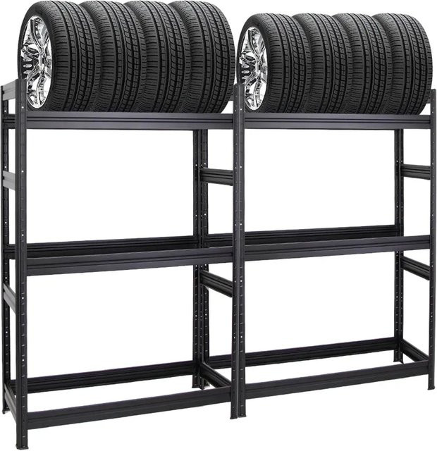 2er Set PROREGAL Dino Reifenregal aus Stahl in Schwarz, H x B x T: 180 x 120 x 50 cm - Bild 1