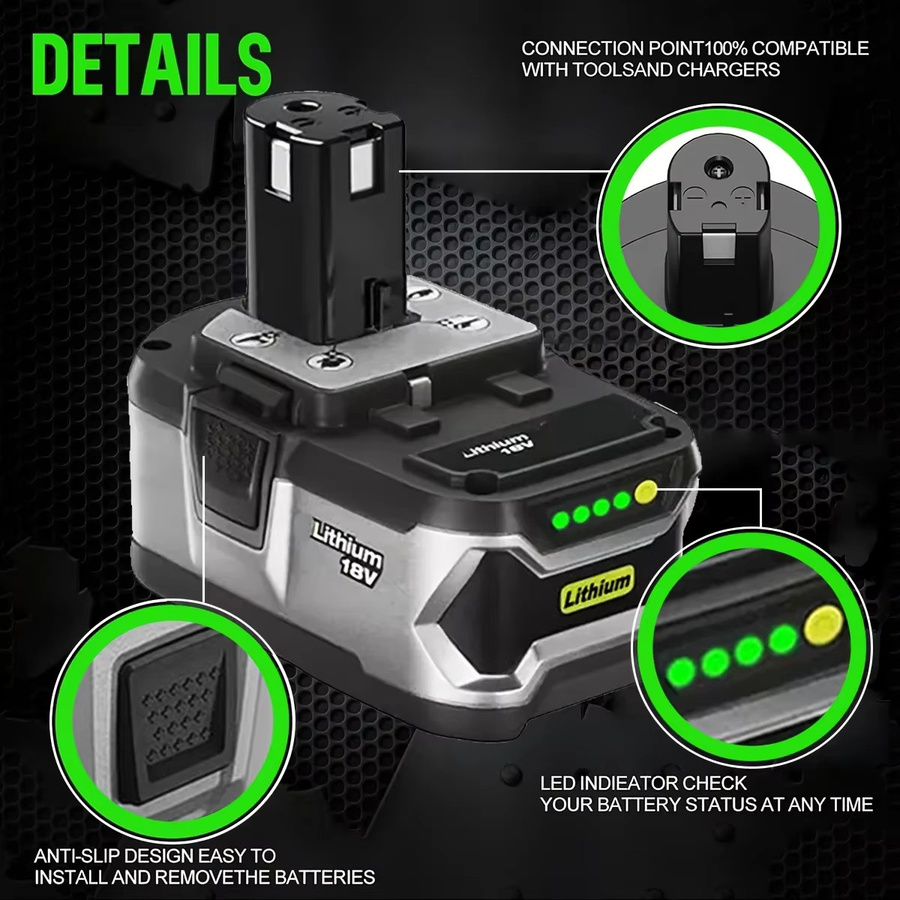 Ryobi ONE+ Hochleistungs-Lithium-Ionen-Akku 18V 8,0Ah mit geringer Selbstentladung für alle ONE+ Werkzeuge P104 P107 P108 RB18L50 RB18L20 - Bild 6