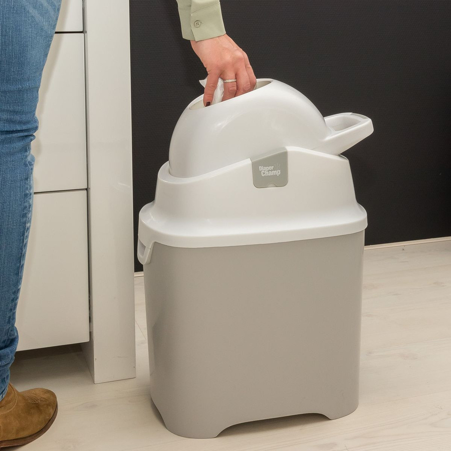 Diaper Champ Windeleimer ONE in Silber mit Geruchsfilter und Flip-Lid - Bild 4