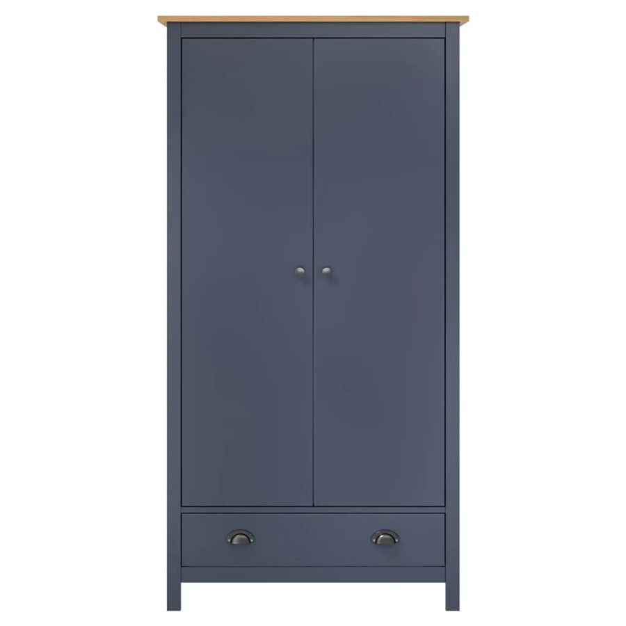 vidaXL Kleiderschrank aus Kiefernholz mit 2 Türen in Grau und Braun, B/T/H: 89 x 50 x 170 cm - Bild 2