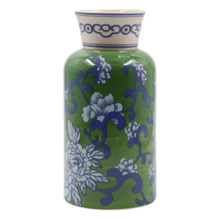 Mansion Verdant Grace Vase grün mit Blumenmuster aus Keramik, Höhe: 24 cm - Bild 1