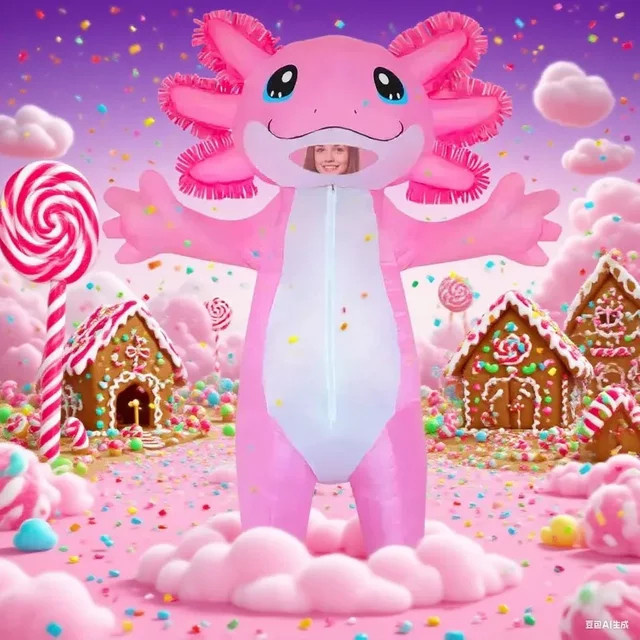 Hangchen Family Salamander-Kostüm, Stegosaurus-Overall, Rosa / Pink - Bild 1