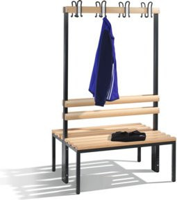 C+P Garderobenbank Basic doppelseitig mit Buche-Hartholz und Stahlrohr, Farbe Schwarzgrau, H: 165,0 cm, B: 100,0 cm, T: 75,6 cm