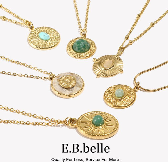 E.B.belle Halskette, Marmor-Sonnenmuster, Mini-Türkis-Auge, Süßwasserperlen, Unisex - Bild 1