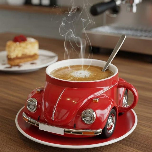 Käferförmige Kaffeetasse Misty World in Rot aus Resin mit 500 ml Inhalt - Bild 1