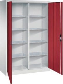 C+P Werkzeugschrank Acurado 7035/3003 aus Stahl in Lichtgrau und Rubinrot mit Türen und Regalböden, B/H/T: 120 x 195 x 50 cm