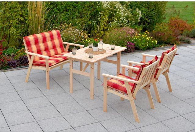Merxx 2er-Set Kissen für Gartenmöbel-Set Sylt, rechteckig, mehrfarbig (orange, gelb) - Bild 1
