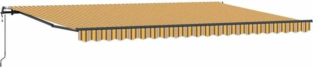 Einziehbare Markise vidaXL in Gelb-grau Mehrfarbig aus Stoff und Aluminium mit Fernbedienung, Breite: 500 cm, Ausladung: 350 cm - Bild 1