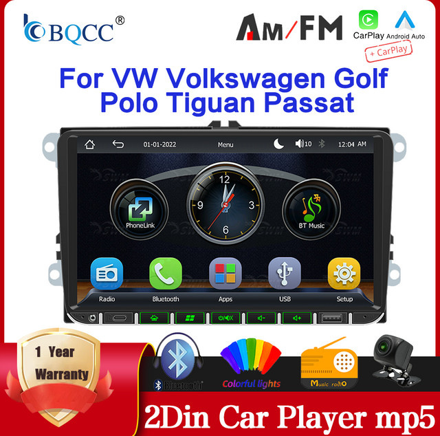 BQCC 9 Zoll Autoradio mit Carplay Touchscreen für VW Volkswagen Golf Polo Tiguan Passat in Schwarz - Bild 1