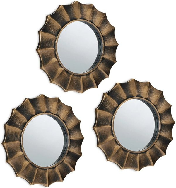 Relaxdays Wandspiegel 3er Set rund in Gold aus Glas und PP-Kunststoff - Bild 1