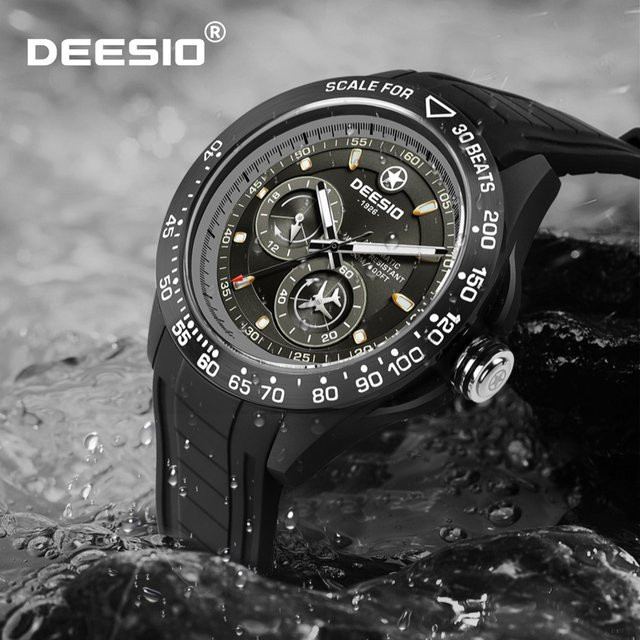 Deesio Armbanduhr Automatik, Edelstahl, Saphirglas, Schwarz, Herren - Bild 1