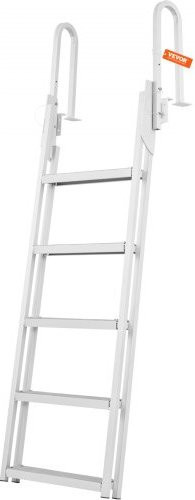 VEVOR Aluminium Pontoon Boot Leiter mit 5 Stufen, silber, Tragkraft 158 kg, klappbare Anlegestufe mit rutschfestem Design für Schiffe, Seen und Pools - Bild 1