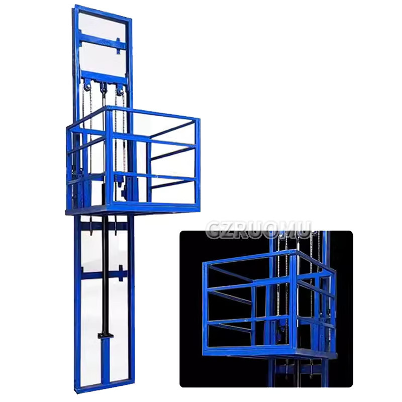 Hydraulischer Lastenaufzug 3M in Blau mit 500 kg Traglast und elektrischem Hebezug - Bild 3