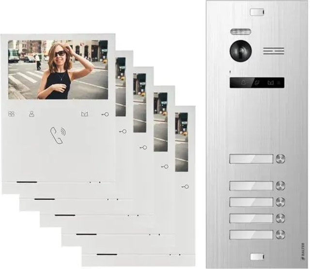 Balter Evo Quick Video Türsprechanlage für 5 Familienhäuser mit 5x 4,3 Zoll Monitoren in Silber - Bild 1