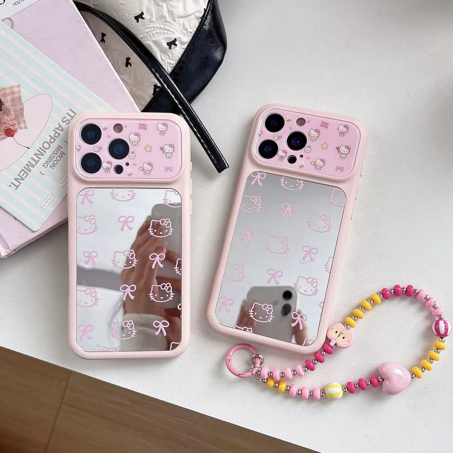 Sanrio Hello Kitty Handyhülle mit Schminkspiegel für iPhone 14 15 16 17 Pro Max in Pink - Bild 2