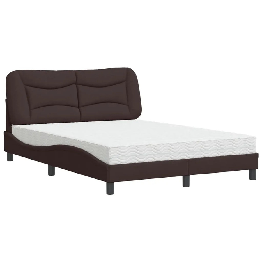 vidaXL Bett mit Matratze aus Kiefernholz und Stoff in Braun, B/T/H: 140 x 190 x 145 cm - Bild 2
